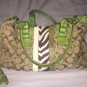Green and zebra Coach bag
